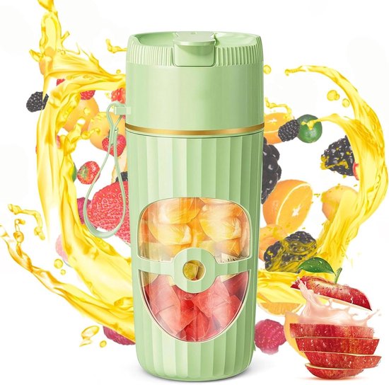 Draagbare Blender - Mini Mixer - Verse Dranken Maken - 10 Roestvrijstalen Messen - 400 ml - Groen