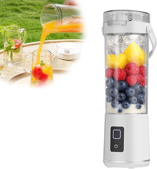 Draagbare Blender - Mini USB Sapcentrifuge - Oplaadbare Persoonlijke Smoothie Maker - Voor Thuis - Kantoor & Reizen - 265*83*95mm -600mL - Wit van Merkloos