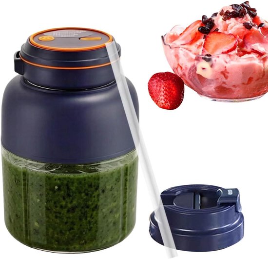 Draagbare Blender - Mixbeker Sap - Drankjes Maken - Draadloos Verstelbaar - 1300 ml - Blauw