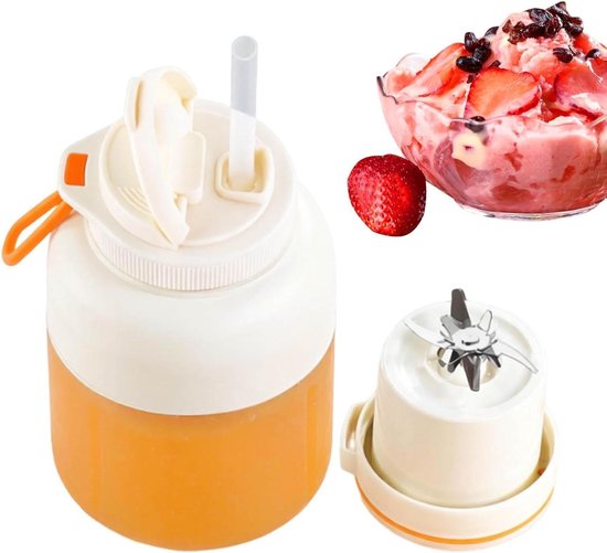 Draagbare Blender - Mixbeker Sapfles - Drankjes Maken - Oplaadbaar Snoerloos - 1300ml - Wit