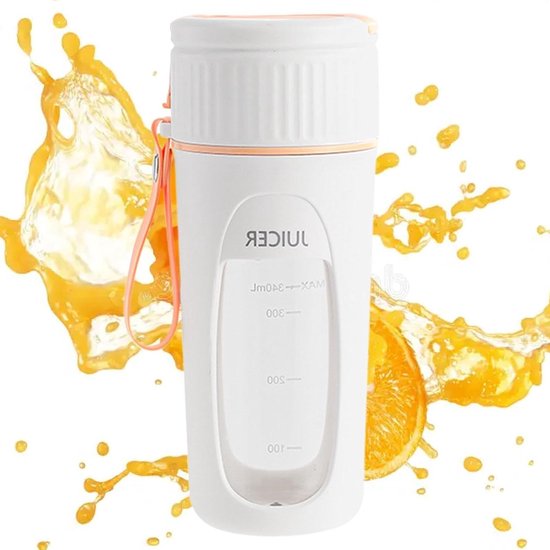 Draagbare Blender - Mixer Sapcentrifuge - Onderweg Mixen - Lekvrij Ontwerp - 340 ml - Oranje van Merkloos