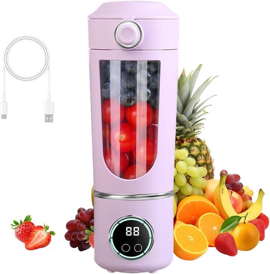 Draagbare Blender - Mixer voor shakes - Gezonde dranken maken - 12 Roestvrijstalen messen - 700 ml - Violet