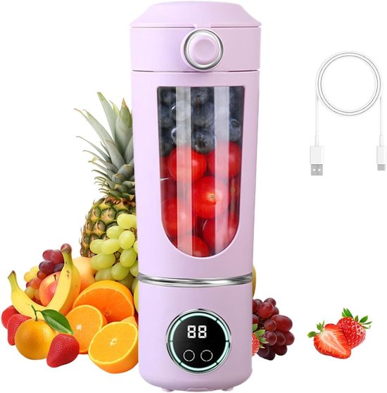 Draagbare Blender - Mixer voor shakes - Gezonde drankjes maken - 12 Roestvrijstalen messen - 700 ml - Violet