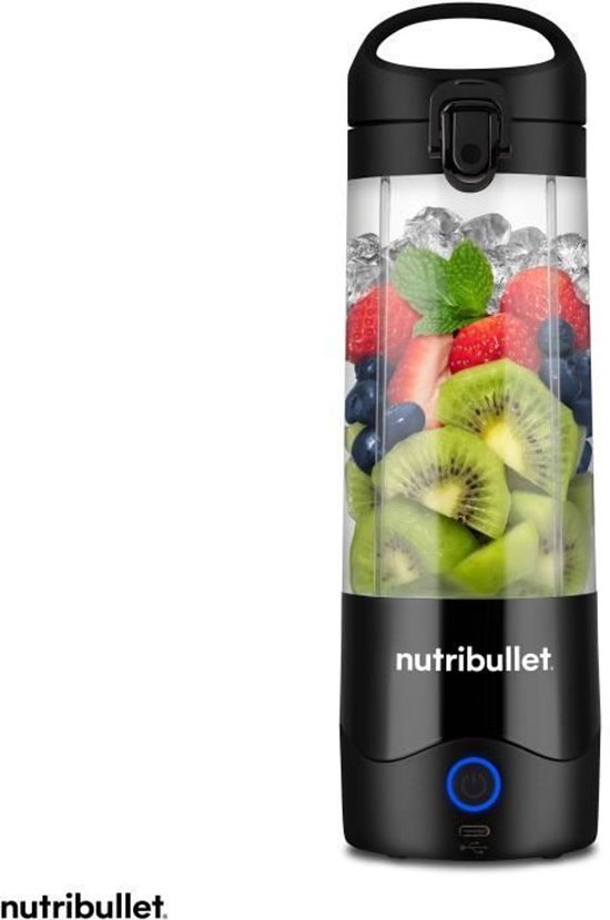 Draagbare blender - NUTRIBULLET - NBP003B - 100 W - 0,475 L - BPA-vrij - Zwart - Inclusief één waterfles van Merkloos