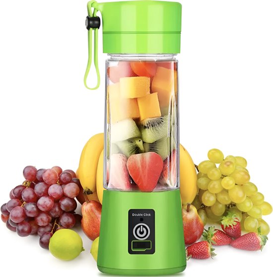 Draagbare Blender - On the Go - Mini Smoothie Maker - Draadloos & Oplaadbaar - Voor Onderweg - To Go Beker - Groen van Merkloos