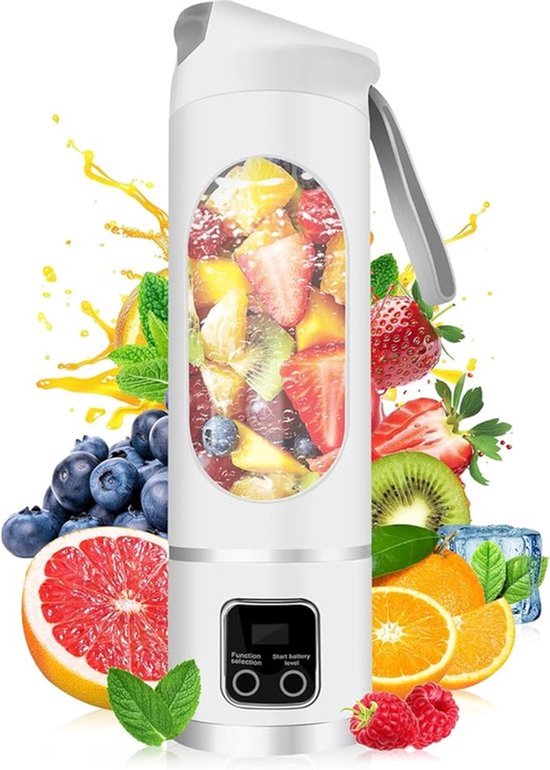 Draagbare Blender - Onderweg Oplaadbare Blender - Draagbare 12 messen Mixer - Handig en multifunctioneel voor Shakes, Groente en Fruitsappen - Kleur: Wit