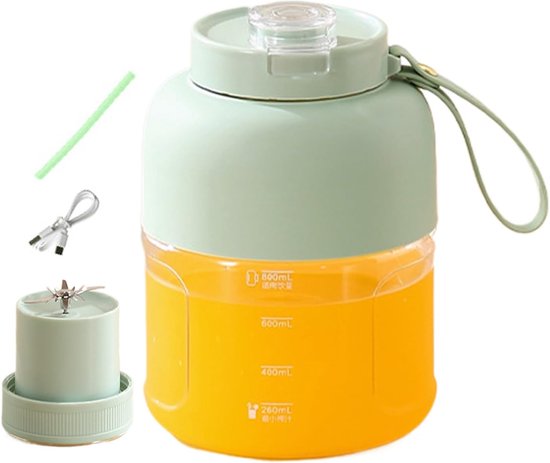 Draagbare Blender - Oplaadbaar Keukengerei - Snelle Sappen Maken - 18 Seconden Extractie - 12x12x24 cm - Groen