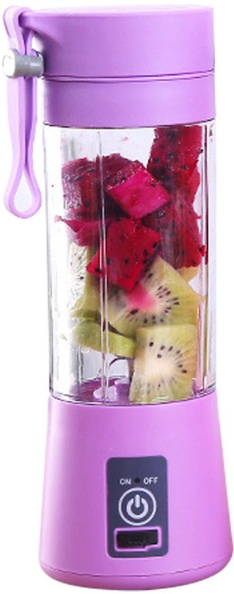 Draagbare blender - perfect voor het maken van smoothies en milkshakes - 380 ml oplaadbaar - geschikt voor sport, werk en reizen - Paars van Merkloos