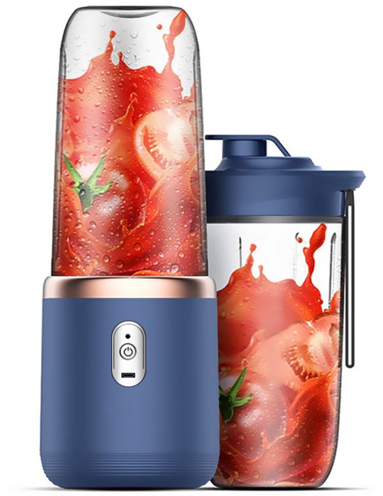 Draagbare Blender - Persoonlijke Blender USB Oplaadbaar - Mini Blender voor Shakes en Smoothies - 400ML Draagbare Fruit- en Groentesapkop met 6 Messen en Reislid - Handheld Blender voor Reis, Gym en Keuken van Merkloos