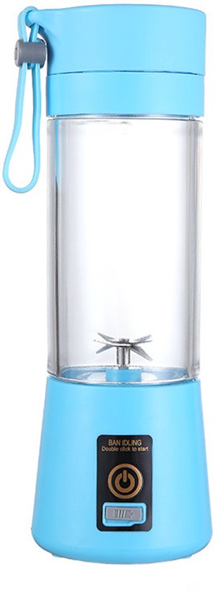 Draagbare blender, persoonlijke mini-sapcentrifuge met zes messen, USB-oplaadbare sapbeker voor thuis/kantoor/buiten (blauw) van Merkloos
