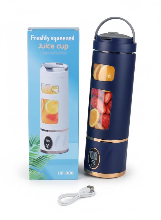 Draagbare Blender - Portable Juicer Cup - USB Oplaadbaar - 450ML - Krachtige Mini Smoothie Maker - Fruit Mixer Voor Thuis, Sport en Reizen