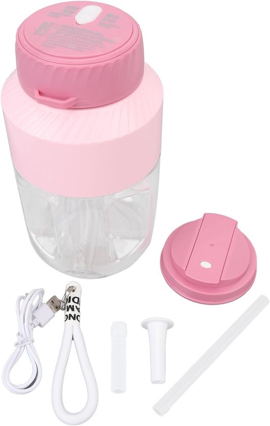 Draagbare Blender - Reis Mixer - Gezonde Drankjes Maken - 10 Scherpe Bladen - 1 Liter Capaciteit - Roze