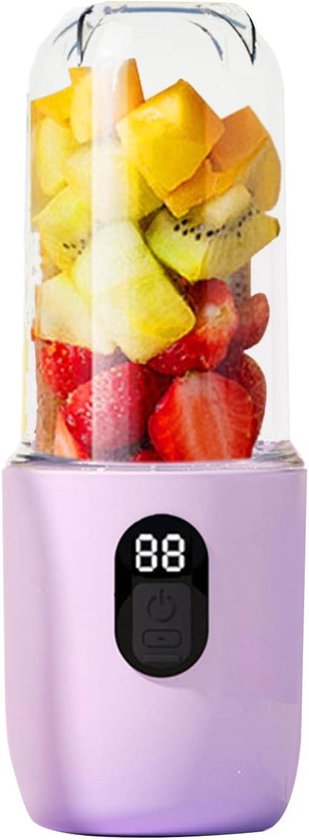 Draagbare Blender - Reisbeker Mixer - Verse Drankjes Maken - Oplaadbaar via USB - 500 ml - Violet