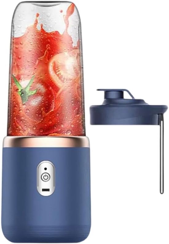 Draagbare blender - smoothie blender to go voor shakes en vers fruit - USB oplaadbaar - blauw - 19,5 x 8,5 x 8,5 cm - ABS voor thuis, werk en onderweg van Merkloos