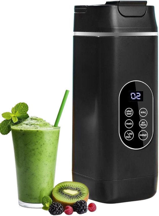 Draagbare Blender - Smoothie Maker - Gezonde Dranken Maken - Draadloos USB Opladen - 23.2 cm Hoog - Zwart