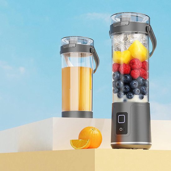 Draagbare blender – Smoothie-maker – Krachtige mini-blender, draadloos & oplaadbaar – Verpulvert ijs en fruit – Grijs