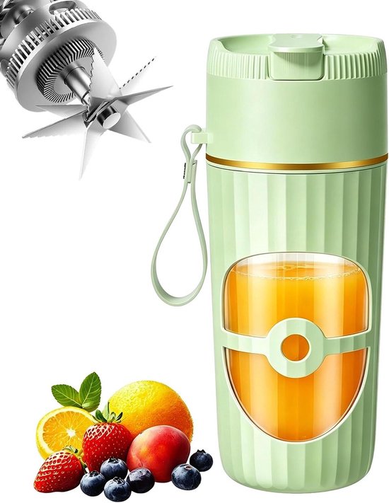 Draagbare Blender - Smoothie Maker Mini Blender - Gezonde Dranken Maken - 10 Roestvrijstalen Messen - 400 ml - Groen