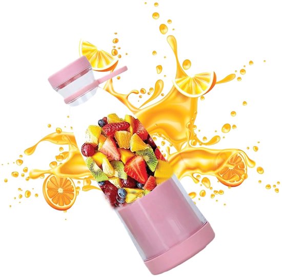 Draagbare blender - smoothie maker - sapbeker - sapcentrifuge - reisblender - mengbeker met zes messen - perfect voor het maken van smoothies en crèmes, ideaal voor op reis, in de keuken, thuis en buitenshuis. van Merkloos