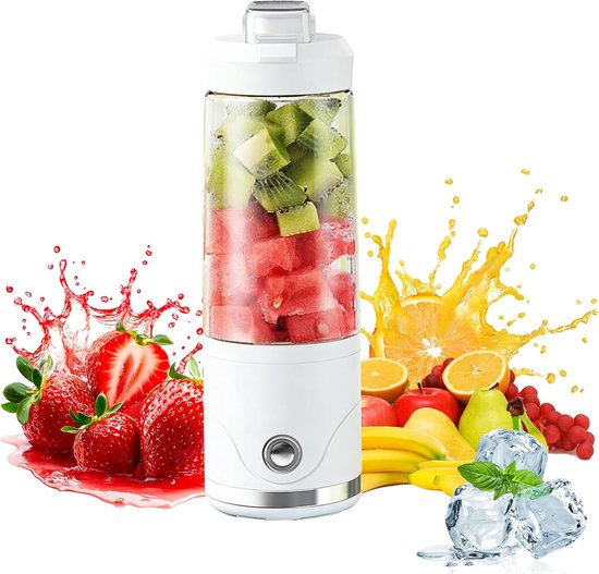 Draagbare Blender - Smoothie Maker - Verse Drankjes Maken - Krachtige 20.000 RPM Motor - 650ml Capaciteit - Wit