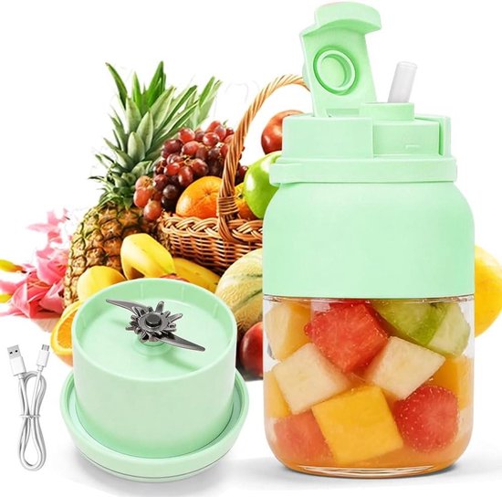 Draagbare Blender - Smoothiemaker Fles - Verse Dranken Maken - 38 Roestvrijstalen Messen - 1200 ml - Groen