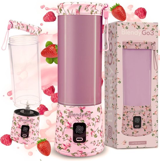 Draagbare Blender - Smoothiemaker To Go - Gezonde Drankjes Maken - Krachtig 6-bladsysteem - 550 ml Capaciteit - Rose van Merkloos