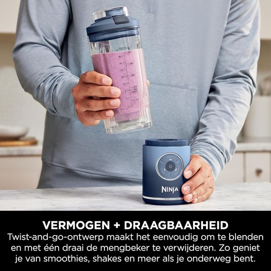 Draagbare Blender To Go Oplaadbaar – 570ml Blendbeker met Lekbestendige Deksel – 3 Blendfuncties – Blendt IJs & Bevroren Fruit – Ideaal voor Smoothies & Proteïne Shakes (Marineblauw) van PopuBlend.