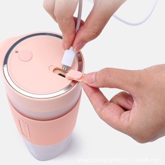 Draagbare blender USB oplaadbare elektrische blender sapcentrifuge shaker beker fitness roze van Merkloos
