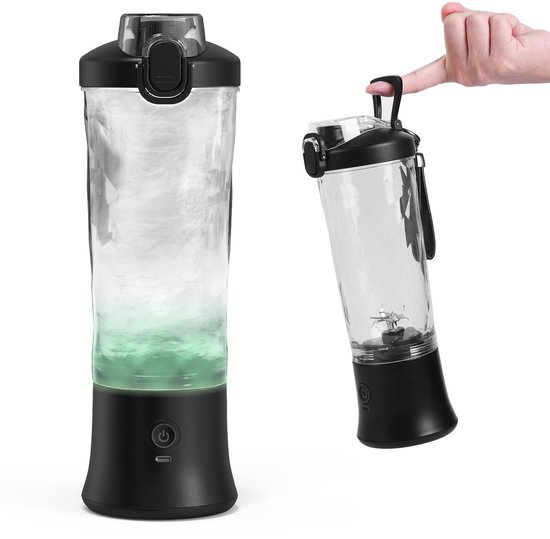 Draagbare blender van 600 ml, ideaal voor het maken van smoothies en milkshakes, met een beker voor vers sap, voorzien van een oplaadbare USB-C-batterij en 6 messen. van Merkloos