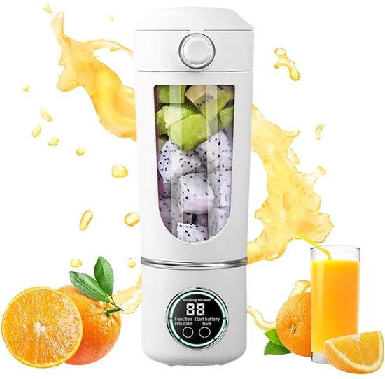 Draagbare blender van 700 ml – Draadloze blender met 12 messen en zelfreinigende functie, USB-C-interface, geschikt voor het maken van smoothies en crèmes, wit.