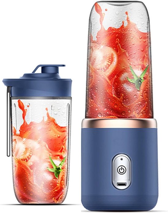 Draagbare Blender voor Milkshakes en Smoothies, Oplaadbare USB Fruit Juice Cup met 6 Messen, Ideaal voor Keuken, Reizen en Sportactiviteiten