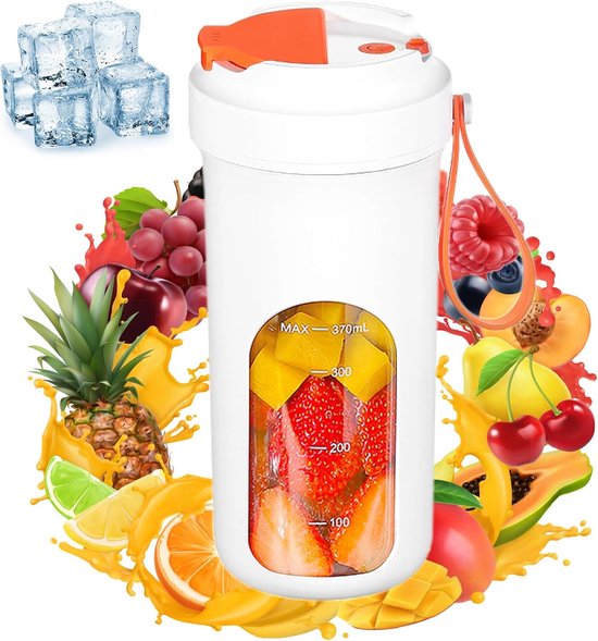 Draagbare blender voor shakes en smoothies, 13oz persoonlijke blender met USB-oplaadbaar en 10 messen, mini-blenderflessen voor kantoor, sportschool en keuken (wit) van Merkloos