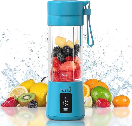Draagbare blender voor shakes en smoothies, TastLi Draadloze Persoonlijke Mini Reizen Fruit Juicer Cup Mixer Elektrische Smoothie Blender Maker, 13 oz Flessen, USB Oplaadbaar (Hemelblauw) van Merkloos