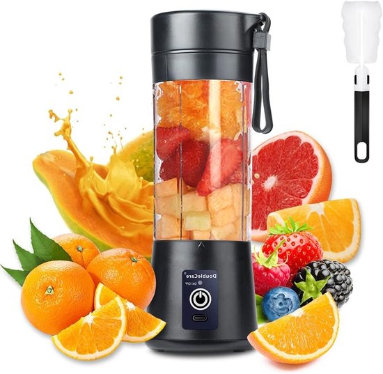Draagbare Blender voor Shakes en Smoothies, USB Oplaadbare Mixbeker, 380ml met Zes Messen voor Perfecte Mixresultaten