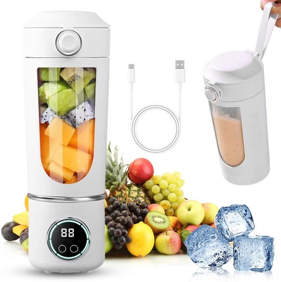Draagbare Blender voor Smoothies en Sappen - 700ml Oplaadbare Mixbeker met Lekvrije Deksel en Drinkopening voor Milkshake en Smoothie