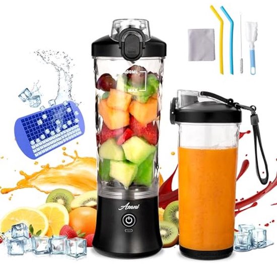 Draagbare Blender voor Smoothies en Shakes - USB Oplaadbare Mini Sapcentrifuge met Reisbeker van Merkloos