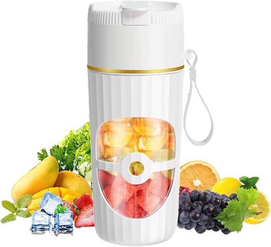 Draagbare Blender voor Smoothies, Shakes en Sap met 10 RVS Messen, 400ml Capaciteit en USB Oplaadbaar Ontwerp, 65 Watt Vermogen