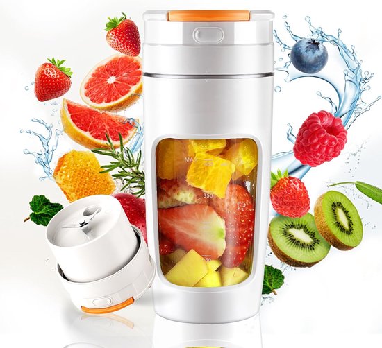 Draagbare blenderbeker - Grote inhoud van 600 ml, compacte blenderbeker voor onderweg, perfect voor het maken van smoothies en crèmes. Ontwerp met meerdere messen voor hoge snelheid | Klein formaat, lekvrij - milieuvriendelijk. van Merkloos