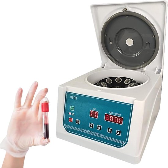Draagbare Centrifuge - Laboratorium Separator - Monster Analyse - Microcomputer Besturing - 8x15ml Buis - Zilver