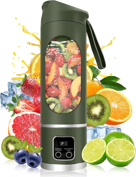 Draagbare elektrische blender met USB-poort, 450 ml. Geschikt voor sapbereiding, smoothies en milkshakes. Klein, compact, handig en multifunctioneel (groen).