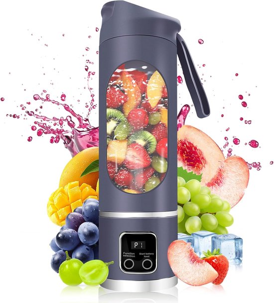 Draagbare elektrische blender met USB-poort, 450 ml. Geschikt voor sapbereiding, smoothies en milkshakes. Klein, compact, handig en multifunctioneel (paars). van Merkloos