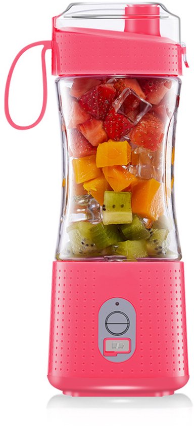 Draagbare elektrische blender, sapcentrifuge voor één portie, met een oplaadbare USB-batterij van 4000 mAh voor smoothies en milkshakes (roze rood). van Merkloos