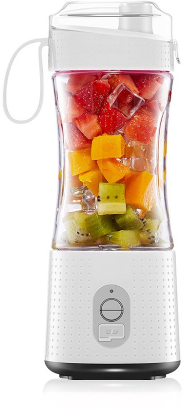 Draagbare elektrische blender, sapcentrifuge voor één portie, met een oplaadbare USB-batterij van 4000 mAh voor smoothies en milkshakes (wit). van Merkloos