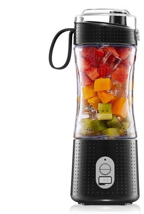Draagbare elektrische blender, sapcentrifuge voor één portie, met een oplaadbare USB-batterij van 4000 mAh voor smoothies en milkshakes (zwart). van Merkloos