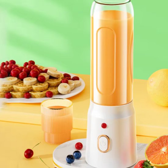 Draagbare elektrische blender van 450 ml, draadloze, oplaadbare sapcentrifuge van 40 W via USB, krachtige motor, sapbeker. van Merkloos