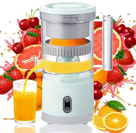 Draagbare elektrische citruspers met vruchtvleesmand - 300 ml sapcentrifuge, oplaadbaar met USB