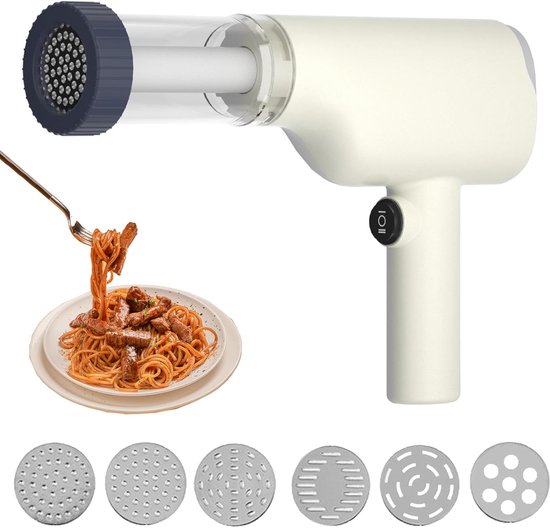 Draagbare elektrische pastamachine met 6 vormen - 1500 mAh, draadloos, compact van Techwood