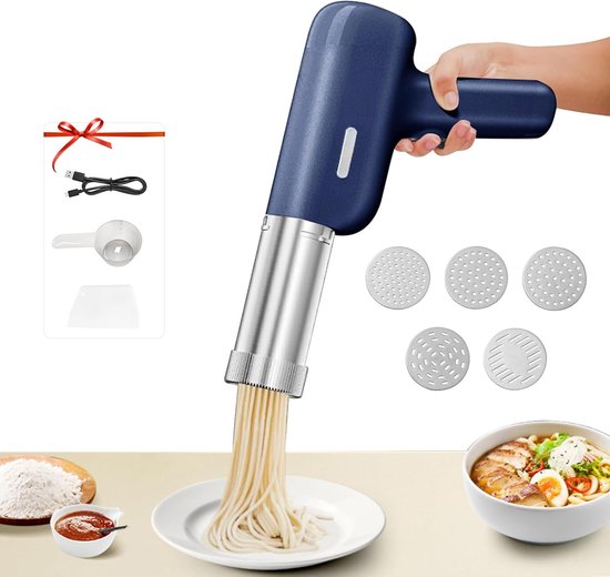 Draagbare elektrische pastamachine met 7 opzetstukken - Oplaadbare machine voor spaghetti en fettuccine van SOLIS