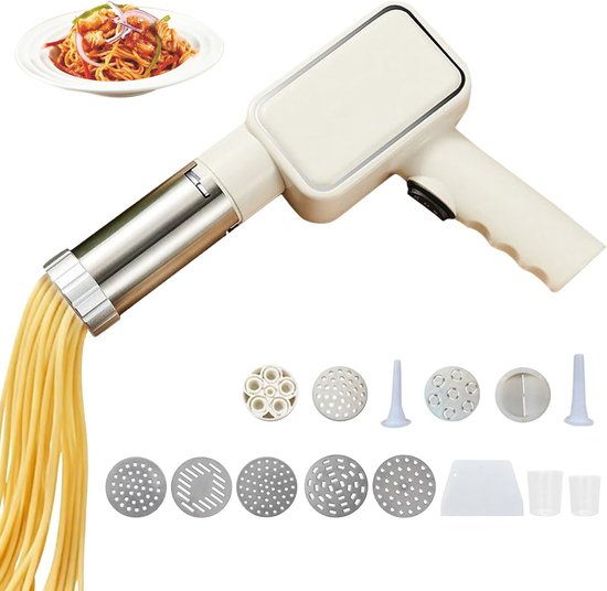 Draagbare elektrische pastamaker met automatische functie en 5 pastaschijven voor zelfgemaakte spaghetti en lasagne