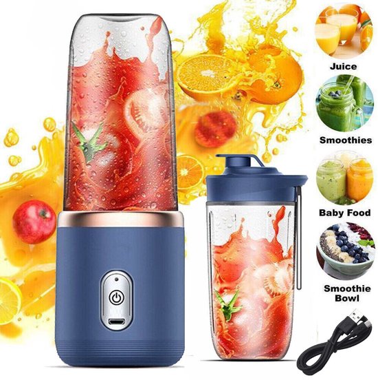 Draagbare fruitblender, mini-smoothiemaker, elektrische fruitpers, milkshake, USB van Merkloos