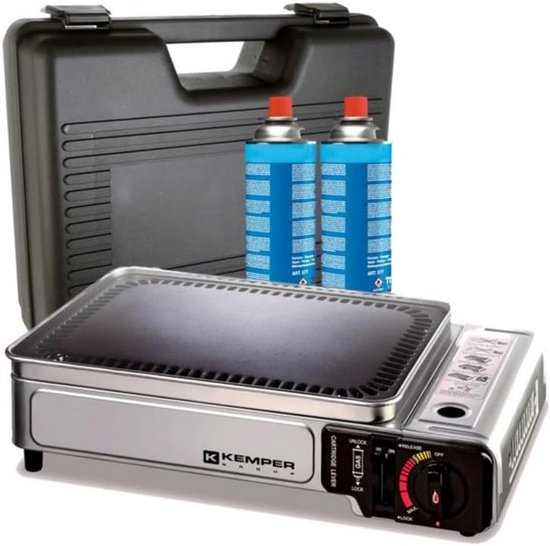 Draagbare Gas Plancha Grill 2300W - Inclusief 2 Gaspatronen en Transporttas